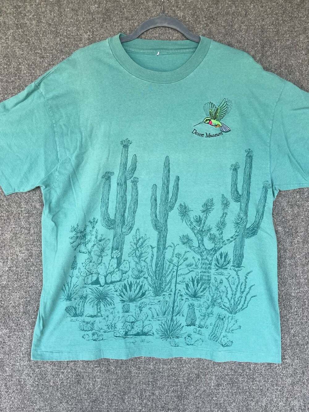 Vintage 90s Arizona-Sonora Desert Museum Cactus Hummingbird All Over Print